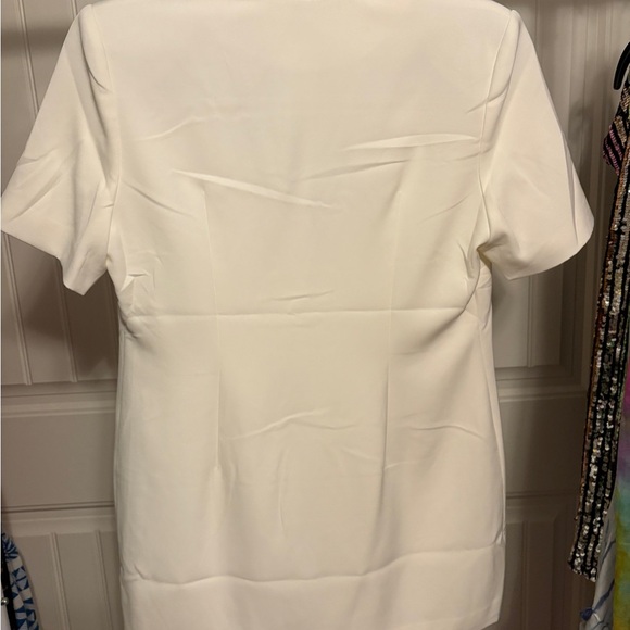 Rumored Disco White Mini Dress with Rhinestone Bow Size L NWT - Picture 3 of 6